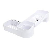 Ausla Étagère de Douche, Support de Douche d'angle Rotatif en ABS sans Support de Rangement Mural sans Perçage, Conception de Drain Creux et 4 Crochets Pliables, pour Articles de Toilette de (Blanc