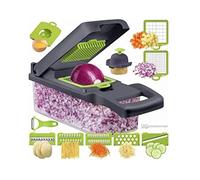 Ausla Hachoir à Légumes avec 6 Lames en Acier Inoxydable, aliments Multifonctionnel, Râpe de Cuisine en ABS avec Panier à Récipient et Protège-mains pour la Préparation des Repas à la Maison