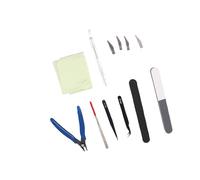 Ausla Kit d'Outils de Modélisme 8 Pièces, Pincettes en Acier Inoxydable, Outils de Construction de Modèles avec Barres de Polissage, Tissu et Boîte de Rangement pour la Réparation et la Fixation de