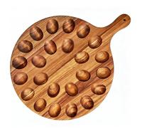 Ausla Plateau D'œufs Farcis en Bois D', Plateau de Service Double Face à 24 Trous avec Poignée pour Apéritifs au Fromage et à la Charcuterie (42x31x1,5 cm/16,5x12,2x0,6 pouces)