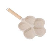 Ausla Poêle à œufs Forme de Fleur Antiadhésive Facile à Nettoyer Petit | Poêle à omelette à fond plat, chaleur uniforme pour œufs, crêpes, hamburgers, pierre Maifan, alliage d\'aluminium, bois