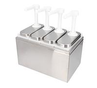 Ausla Pompe Distributrice de Sauce Station de Pompe à Condiments en Acier Inoxydable avec Récipient Amovible de 1 L Presse Quantitative de 35 Ml pour Vinaigrette de Restaurant de Cuisine (4 Pompes)