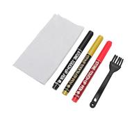 Ausla Stylo pour Marqueur de Pierre Tombale, Marqueur à Séchage Rapide, Pointe Fine Imperméable, Lot de 3 avec Chiffon, pour Restaurer les Inscriptions Funéraires Fanées (Rouge Noir Or)