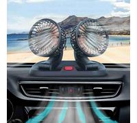 Ausla Ventilateur Double Tête pour Voiture, Rotation à 360 Degrés, Double | Refroidissement du tableau de bord, corps en ABS pour montage sur tableau de bord avant, entrée d\'alimentation