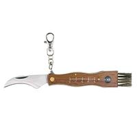 AUSONIA Couteau Mycologique pour champignons Couteau a champignon pliable 20 Cm avec brossee et leme en acier inox aisi 440 de 6 cm, manche en bois avec mini boussole
