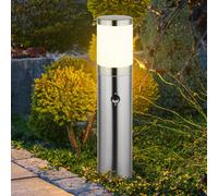 Lampadaire E27 Lampadaire Terrasse Détecteur de mouvement Résistant aux intempéries IP44, acier inoxydable plastique, 1x douille E27, DxH 14x50 cm