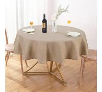 AUSSPVOCT Nappe ronde en lin texturé de 137,2 cm jusqu'à 91,4 cm, imperméable, anti-déversements, nappe de table ronde infroissable pour table de salle à manger, fête d'anniversaire, ferme, cuisine en