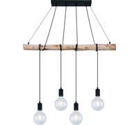 Auston 4 x E27 Globo Lighting 15439-4 Suspension en bois et métal noir mat