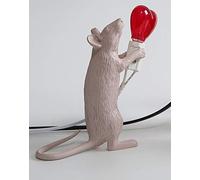 ausuky Veilleuse moderne en résine en forme de rat, lampe de table LED en forme de cœur, base E12 (amour gris)
