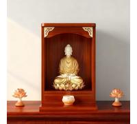 Autel Bouddhiste Bois Massif épaissi, Sanctuaire Prière Méditation Mural Bureau Double Usage, Présentoir Culte Spirituel pour Maison(Red,45x28x53cm)