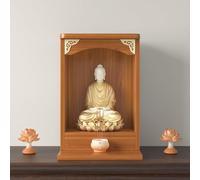 Autel Bouddhiste Bois Massif épaissi, Sanctuaire Prière Méditation Mural Bureau Double Usage, Présentoir Culte Spirituel pour Maison(Brown,40x36x74cm)