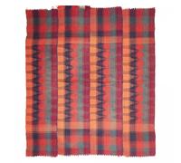 Authentique tapis d'Orient 180x190 kilim fait main en laine rouge et orange ANTIK 4