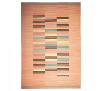 Authentique tapis d'Orient 257x380 kilim fait main en laine orange et bleu A 7