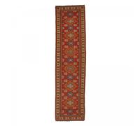 Authentique tapis d'Orient 87x311 fait main en laine rouge et beige SOUMAK