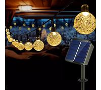Auting Guirlande lumineuse LED Balcon extérieur Boules de cristal Blanc chaud 60 LED 11 m 8 modes Éclairage extérieur/intérieur pour jardin, arbres, terrasse, Noël, fêtes AU-SQP-WW-60