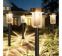 Auting Lot 4 Lampes Solaires Extérieur LED Blanc Chaud IP65 Jardin | Recharge solaire automatique sans prise électrique, lumière douce pour entrée, garage, pelouse et allée