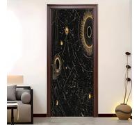 Auto-adhésif Autocollant Porte Affiche 3D 73x205 cm Abstraction Art Univers Astrologie Imperméable et Résistant à la Stickers Porte noir Vinyle Porte Autocollants pour Chambre Salle de Bain Cuisine