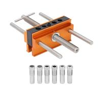 Auto Centering Dowel Jig | 1/4 3/8 5/16 7/16 1/2 Inch Drill Guide | Adjustable Wood Jig for Cabinets/Furniture/DIY Projects | 6 Bushings & Aluminum Alloy Construction