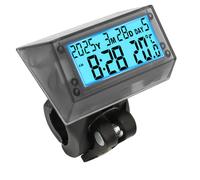 Auto Horloge LCD Bleue à énergie solaire - étanche, antichoc, avec support | Horloge numérique multifonctionnelle avec heure, date, semaine, température et support de poignée pour voiture, moto, vélo