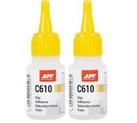 AUTO-PLAST PRODUKT APP C610 Colle cyanoacrylate forte | Colle liquide Super Glue | Idéale pour assembler le caoutchouc, les matières plastiques et le métal | Moyenne viscosité | 20 g (Lot de 2)