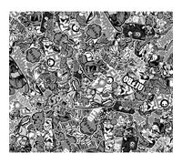 AUTO-STYLE Stickerbomb Film - Graffiti Design 1 - Noir/Blanc - Role 60x200cm - Auto-adhésif