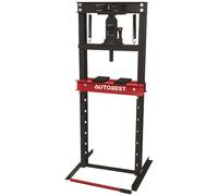 AUTOBEST 10611 - Presse hydraulique d'atelier - 12 tonnes - Idéale pour Le Montage et Le démontage des roulements - 130 cm X 19 cm X 220 cm - Acier - Rouge