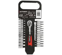 AUTOBEST liquet 26 pièces : 12 douilles + 12 embouts + 1 adaptateur - Réf. 320471
