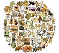Autocollant 100 Pièces Vintage Stickers Aesthetic Nostalgiques Thèmes Imperméable Vinyle Rétro Stickers Décoration pour Bullet Journal Scrapbooking Ordinateur Portable Valise Snowboard Téléphones etc