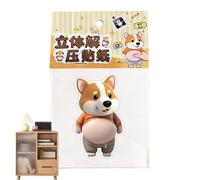 Autocollant 3D - Autocollant De Voiture Mignon De 4,33 Pouces | Décoration De Ventre Doux - Caoutchouc Thermoplastique 17 G Adorable Motif Chien 3D Pour Téléphones De Voiture, Planificateurs, Ordinate