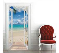 Autocollant 3D Stro de Porte, Sticker De Porte Trompe l\\\'oeil Moderne Art Vue mer Crative, Auto-adhsif Poster PVC Sticker Porte