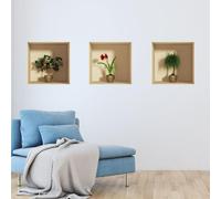 Autocollant à effet 3D représentant un mandarinier, une fleur et une plante, 40 x 120 cm
