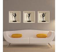 Autocollant à effet 3D représentant une silhouette de ballerine et un cygne, 40 x 120 cm