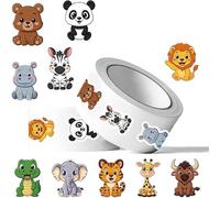 Autocollant Animaux en Rouleau,500pcs Autocollants Animaux Ronds,Stickers Animaux Enfant,ticker Récompense Animale (Couleur A)