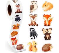 Autocollant Animaux en Rouleau, 500pcs Autocollants de Récompense Animal, Autocollants Animaux Ronds, Stickers Animaux Enfant, Gommettes Animaux, Sticker Récompense Animale
