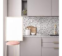 Autocollant auto-adhésif pour meubles/tables/panneaux effet terrazzo, papier peint/autocollant mural en vinyle pour chambre à coucher, couleur terrazzo blanc et marron clair