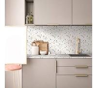 Autocollant auto-adhésif pour meubles/tables/panneaux effet terrazzo, papier peint en vinyle à peler et coller pour salon/autocollant mural au sol, couleur terrazzo blanc
