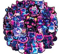 Autocollant Chat 56 Pièces Stickers Chats Neon Kawaii, Autocollant Vinyle Imperméable, Stickers pour Scrapbooking, Journaling, Ordinateur Portable, Gourde, Skateboard, Macbook, Valise, Cahier, etc