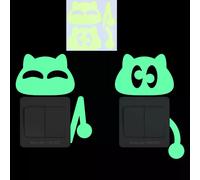 Autocollant chat phosphorescent pour chambre d'enfant, décoration murale, dessin animé, pour téléphone, voiture, salle de bain, toilettes~00577