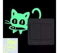 Autocollant chat phosphorescent pour chambre d'enfant, décoration murale, dessin animé, pour téléphone, voiture, salle de bain, toilettes~00562