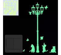 Autocollant chat phosphorescent pour chambre d'enfant, décoration murale, dessin animé, pour téléphone, voiture, salle de bain, toilettes~00555