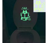 Autocollant chat phosphorescent pour chambre d'enfant, décoration murale, dessin animé, pour téléphone, voiture, salle de bain, toilettes~00574