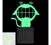 Autocollant chat phosphorescent pour chambre d'enfant, décoration murale, dessin animé, pour téléphone, voiture, salle de bain, toilettes~00570