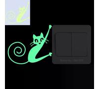 Autocollant chat phosphorescent pour chambre d'enfant, décoration murale, dessin animé, pour téléphone, voiture, salle de bain, toilettes~00561