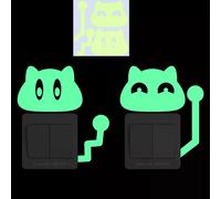 Autocollant chat phosphorescent pour chambre d'enfant, décoration murale, dessin animé, pour téléphone, voiture, salle de bain, toilettes~00551