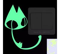 Autocollant chat phosphorescent pour chambre d'enfant, décoration murale, dessin animé, pour téléphone, voiture, salle de bain, toilettes~00567