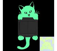 Autocollant chat phosphorescent pour chambre d'enfant, décoration murale, dessin animé, pour téléphone, voiture, salle de bain, toilettes~00554