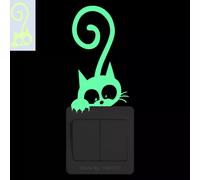 Autocollant chat phosphorescent pour chambre d'enfant, décoration murale, dessin animé, pour téléphone, voiture, salle de bain, toilettes~00564