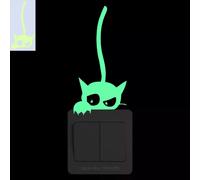 Autocollant chat phosphorescent pour chambre d'enfant, décoration murale, dessin animé, pour téléphone, voiture, salle de bain, toilettes~00565