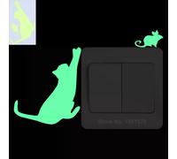 Autocollant chat phosphorescent pour chambre d'enfant, décoration murale, dessin animé, pour téléphone, voiture, salle de bain, toilettes~00470