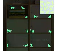 Autocollant chat phosphorescent pour chambre d'enfant, décoration murale, dessin animé, pour téléphone, voiture, salle de bain, toilettes~00568